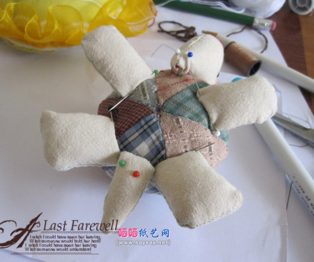 可爱布艺玩偶小乌龟针插DIY制作教程