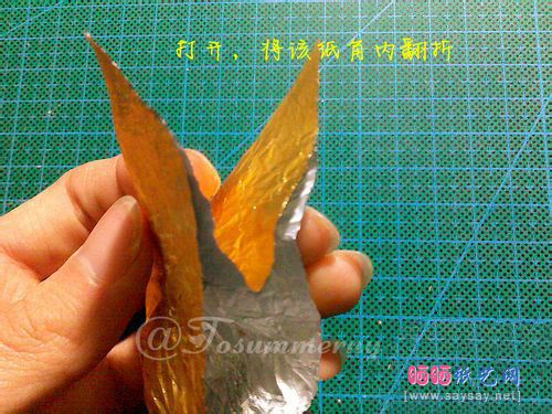 用糖果纸折出精彩的费列罗天使手工折纸实拍教程7