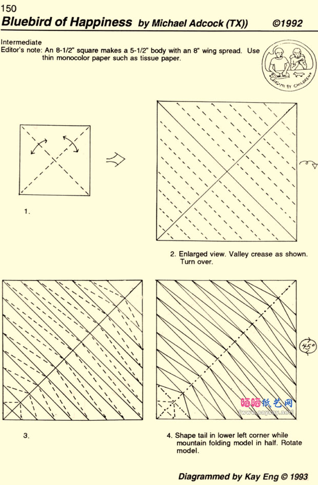简单折纸教程幸福蓝鸟的折法www.saybb.net