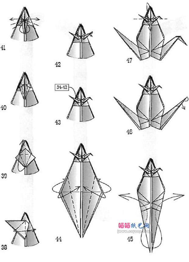 JaredNeedle的手工折纸母子鹤的图谱教程