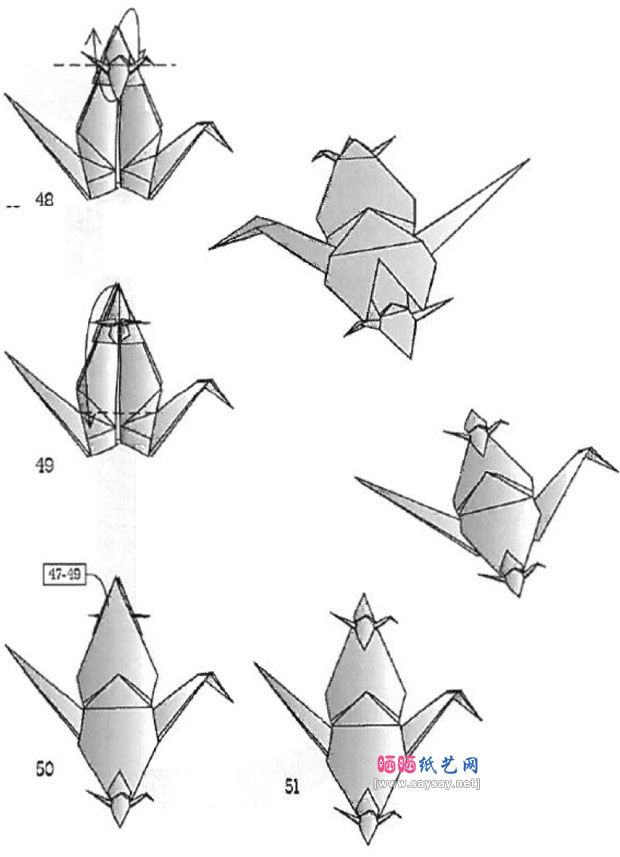JaredNeedle的手工折纸母子鹤的图谱教程
