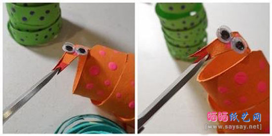 纸筒变废为宝亲子制作玩具蛇 幼儿园手工制作