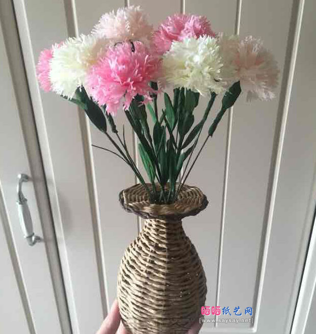 母亲节礼物纸艺花制作康乃馨折纸方法教程 第19步