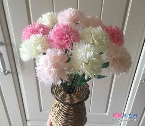 母亲节礼物纸艺花制作康乃馨折纸方法教程 第20步