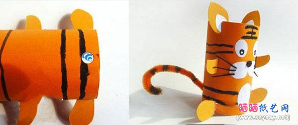 幼儿园手工制作：卫生纸筒制作可爱玩偶小老虎图片步骤4