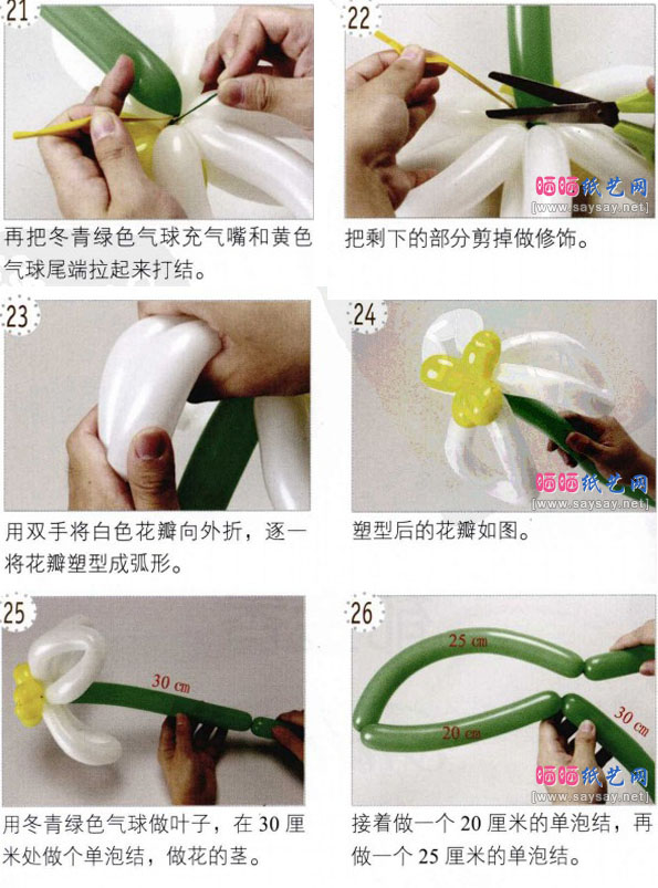 花卉魔术气球造型制作水仙花的做法教程