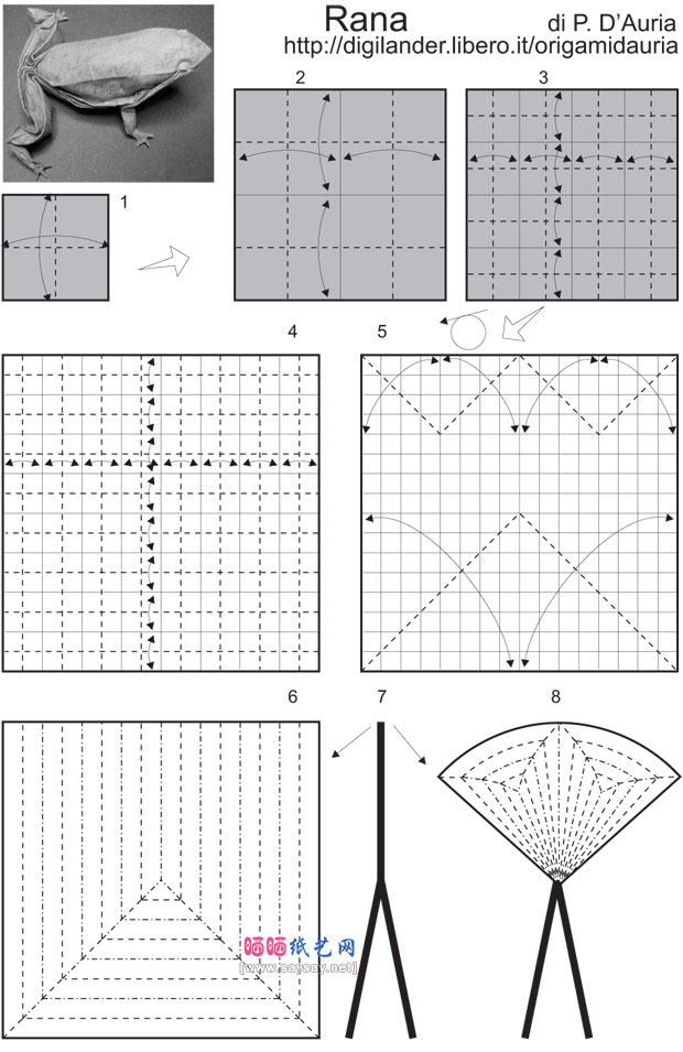 青蛙折纸大全之林蛙手工折纸图谱教程