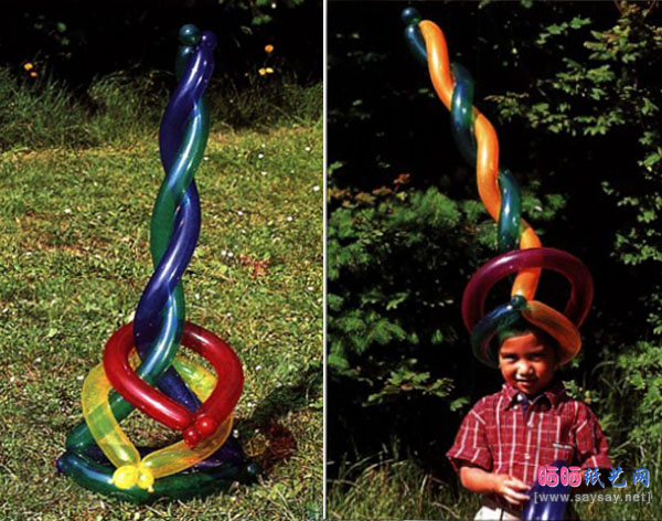 好玩的环形高帽气球造型制作教程完成效果图-www.saybb.net