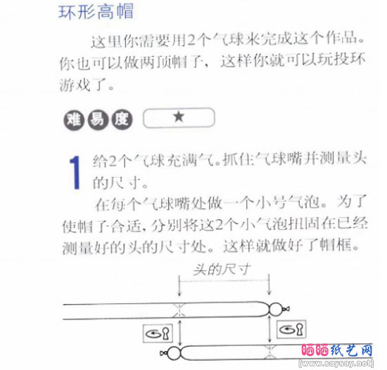 好玩的环形高帽气球造型制作教程图片步骤1-www.saybb.net