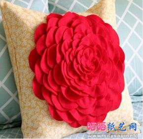 时尚大玫瑰花抱枕制作效果图