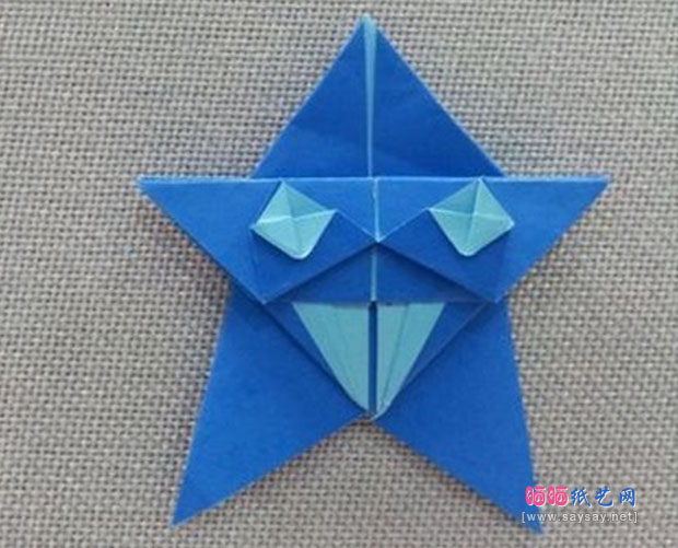 可爱幼儿园手工折纸淘气星的折法图片教程完成效果图