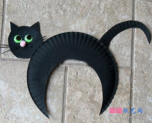 一次性蛋糕盘DIY可爱小猫-幼儿园手工制作教程