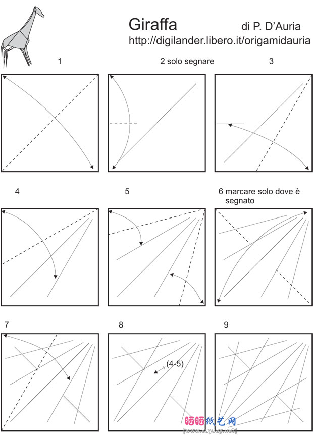 PDAuria的纸艺教程长颈鹿折纸方法图解步骤