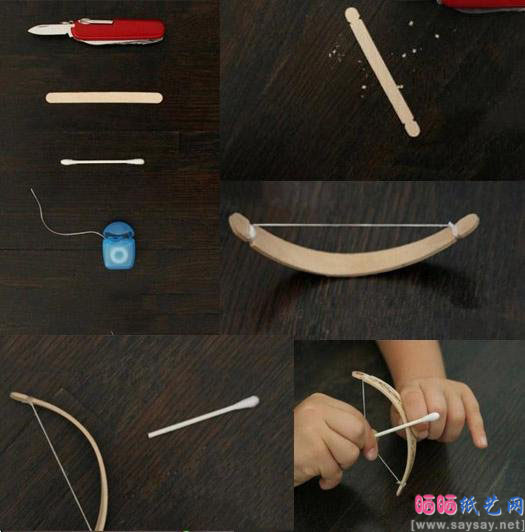 用雪糕棒DIY手工制作弹弓玩具