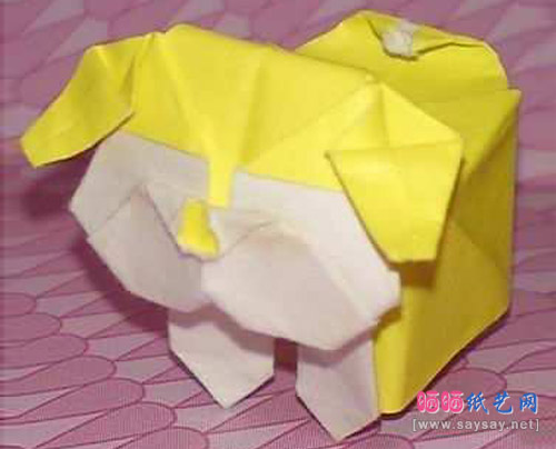 可爱方块折纸系列 方块猪手工折纸图谱教程完成效果图