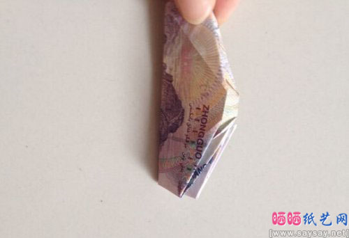 纸币爱心纸鹤的折纸方法图解教程