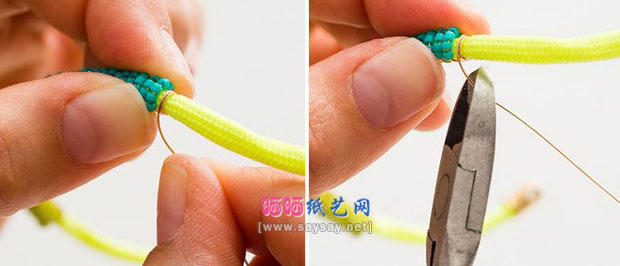 清爽撞色米珠手链串珠编织方法图教程图片步骤7