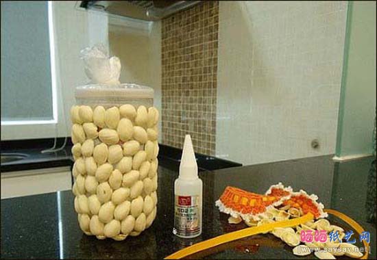 废物利用DIY开心果手工制作创意花瓶图片步骤7