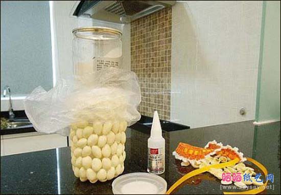 废物利用DIY开心果手工制作创意花瓶图片步骤8