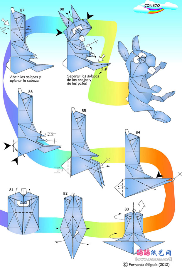 FernandoGilgado的折纸双色卡通兔的折法图解教程图片步骤6