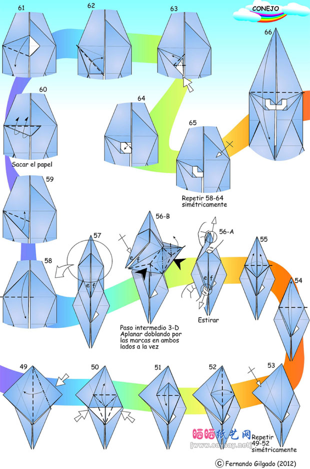 FernandoGilgado的折纸双色卡通兔的折法图解教程图片步骤4