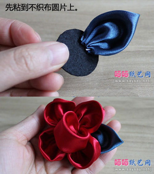 圆片丝绸手工制作精致花朵发夹手工DIY图文教程图片步骤5