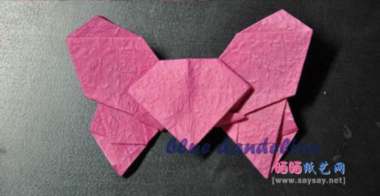 纸币折纸系列教程之蝴蝶爱心手工折纸图片教程