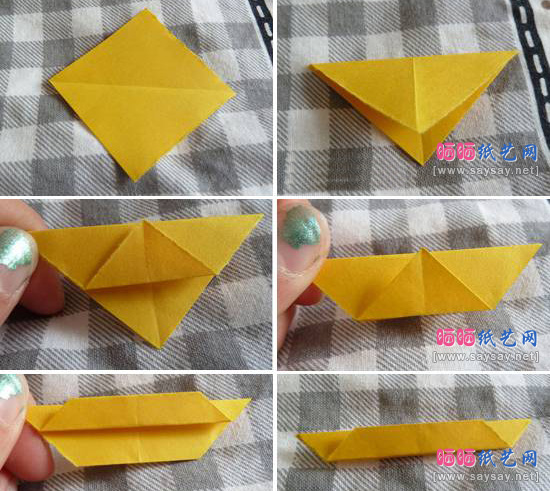 彩色纸组合折纸漂亮手环的方法教程图片步骤：一，梯形变化