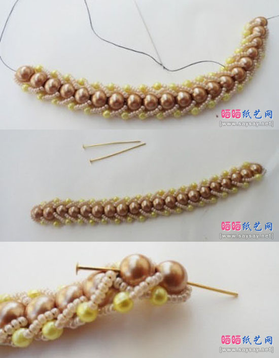 有点复杂由众多珠子串出的手链项链手工制作