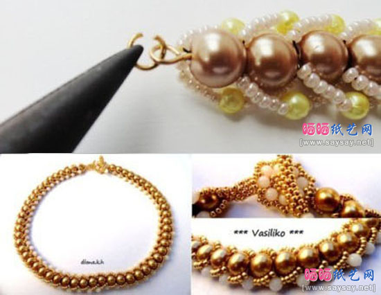 有点复杂由众多珠子串出的手链项链手工制作