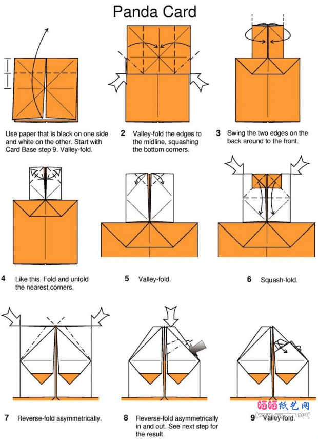 HansBirkeland的手工折纸熊猫贺卡折法图谱教程图片步骤1