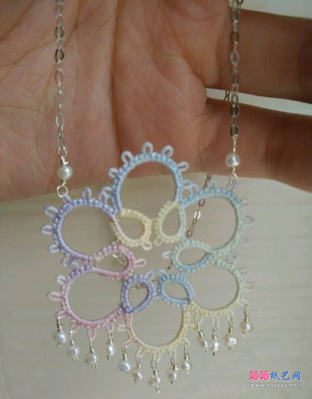 自制首饰 珍珠梭编项链制作方法 第6步