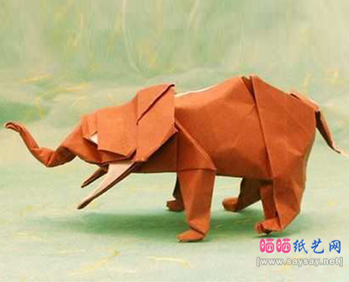 动物折纸系列之纸艺大象的折法图谱教程完成效果图