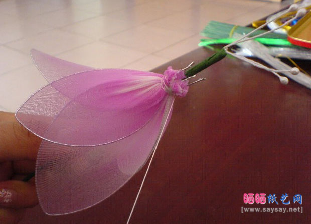  丝网花制作教程基础篇：倒扎法制作方法（以郁金香为例）