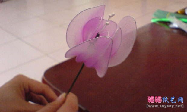 丝网花制作教程基础篇:倒扎法制作方法(以郁金香为例)