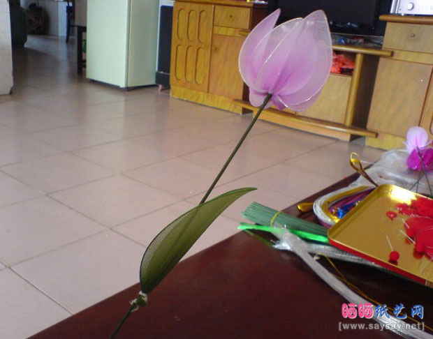 丝网花制作教程基础篇:倒扎法制作方法(以郁金香为例)