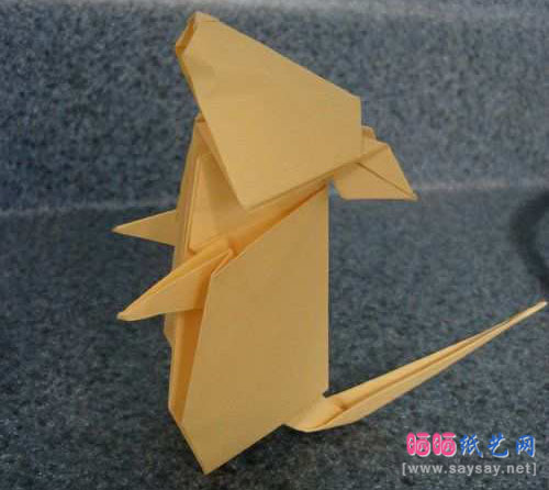 可爱动物折纸系列教程之站立的老鼠折法成品图