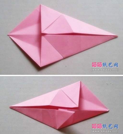 精美装饰面的雨伞折纸实拍教程图片步骤5-6