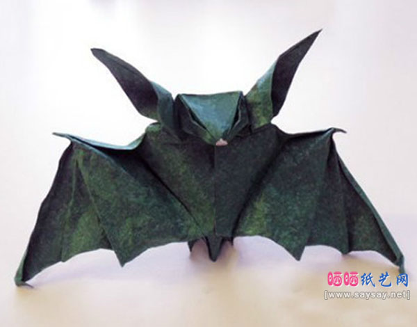 动物折纸大全之逼真的蝙蝠手工折纸图谱教程图片步骤4