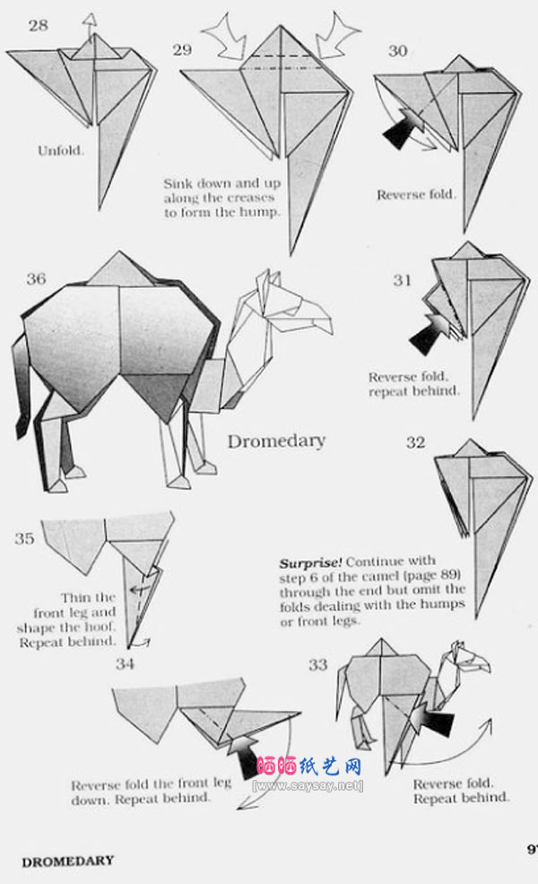 JohnMontroll折纸教程大全之单峰骆驼折纸方法步骤图片4