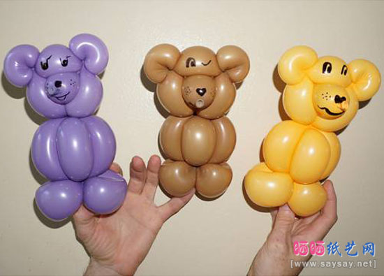 简单又可爱的泰迪熊DIY 魔术气球造型制作教程成品图