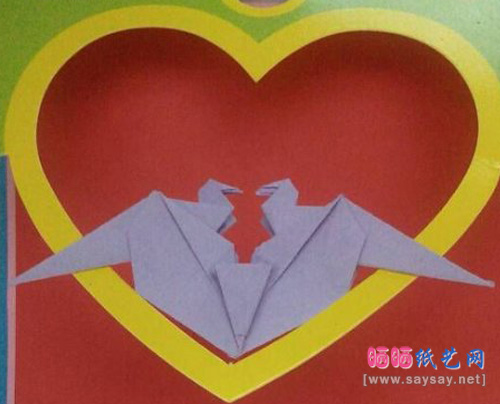 折纸千纸鹤步骤图解-超美的恩爱千纸鹤
