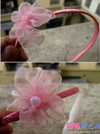 漂亮的布艺花朵发卡发箍手工DIY制作方法