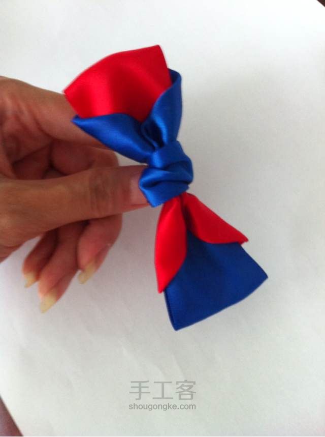 双三角形撞色丝带蝴蝶结发夹制作图文教程 第14步