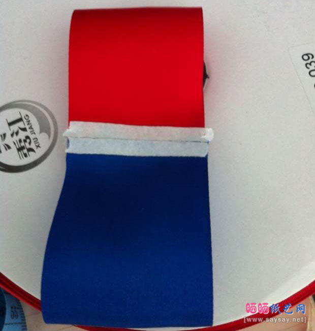 双三角形撞色丝带蝴蝶结发夹制作图文教程 第4步