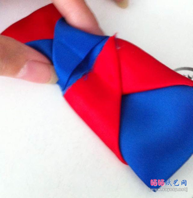 双三角形撞色丝带蝴蝶结发夹制作图文教程 第11步