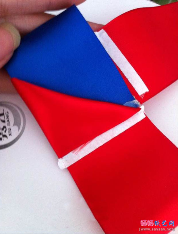 双三角形撞色丝带蝴蝶结发夹制作图文教程 第8步