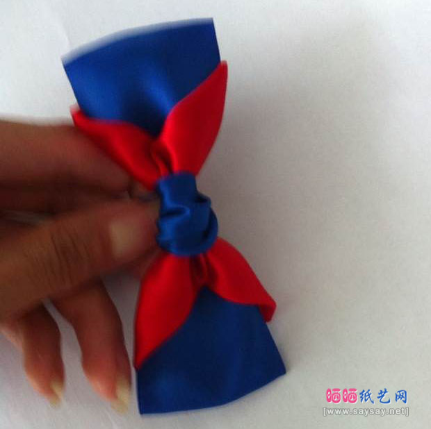 双三角形撞色丝带蝴蝶结发夹制作图文教程 第15步