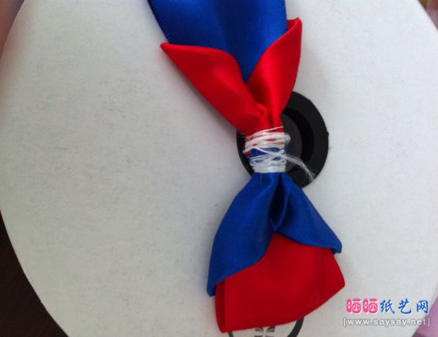 双三角形撞色丝带蝴蝶结发夹制作图文教程 第12步