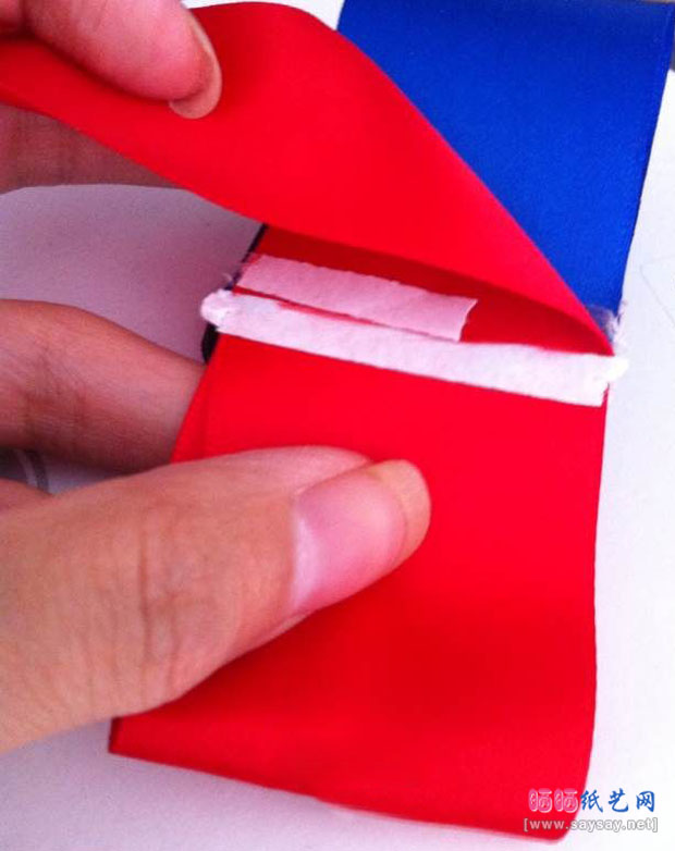 双三角形撞色丝带蝴蝶结发夹制作图文教程 第6步